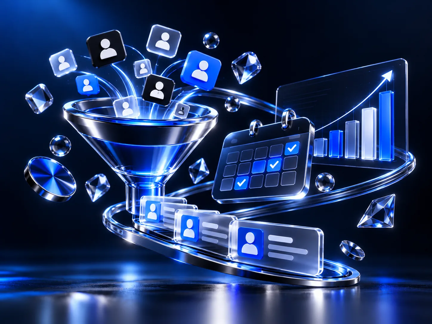Lead generation: funnel turning contacts into booked appointments