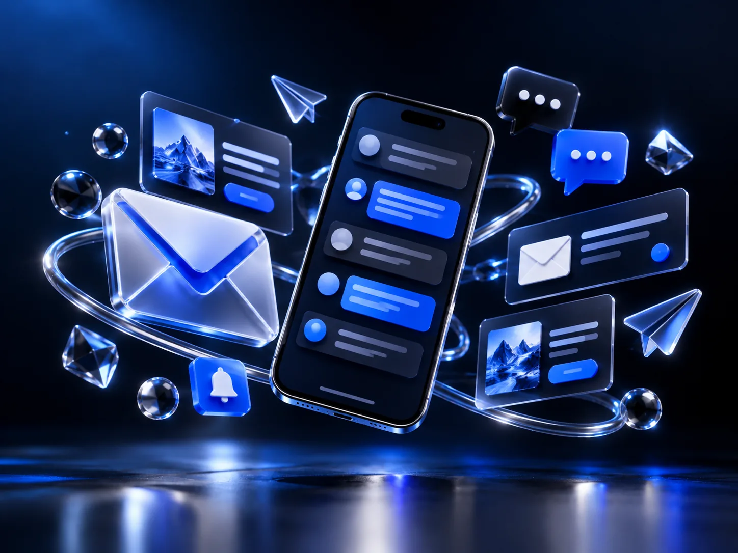 SMS and email: phone conversation and envelope